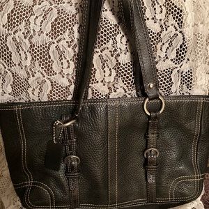 Black leather coach purse